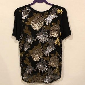 JOA Black T-Shirt with Sequin Back - XS